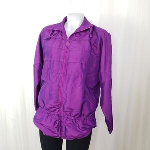 80s 90s Adidas Purple Iridescent Windbreaker Full Front Zip Jacket size Small
